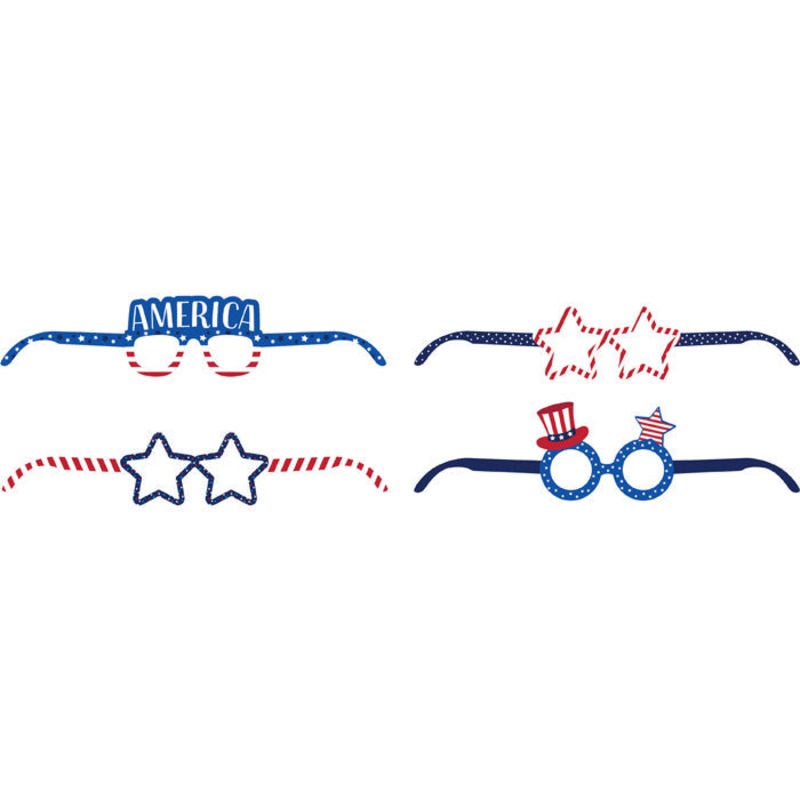 Bulk Pack of 8 Patriotic Paper Glasses