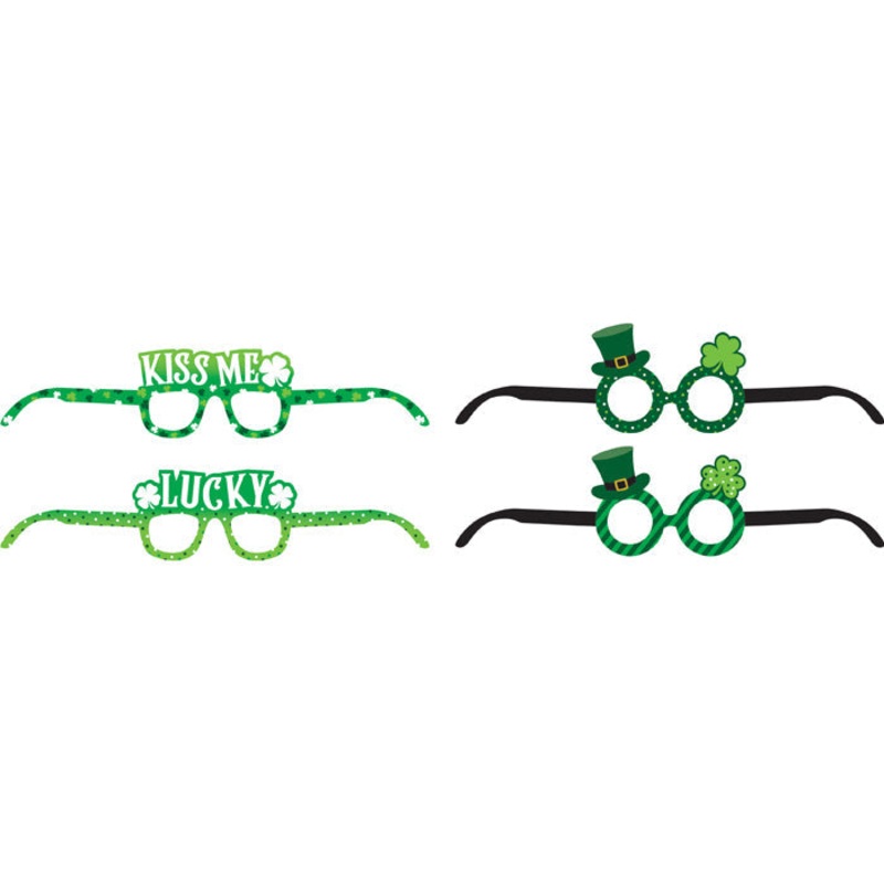 Bulk Pack of 8 St. Patrick's Day Assorted Paper Eyeglasses