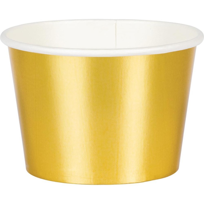 Bulk Pack of 16 Gold Foil 8 oz Paper Treat Cups