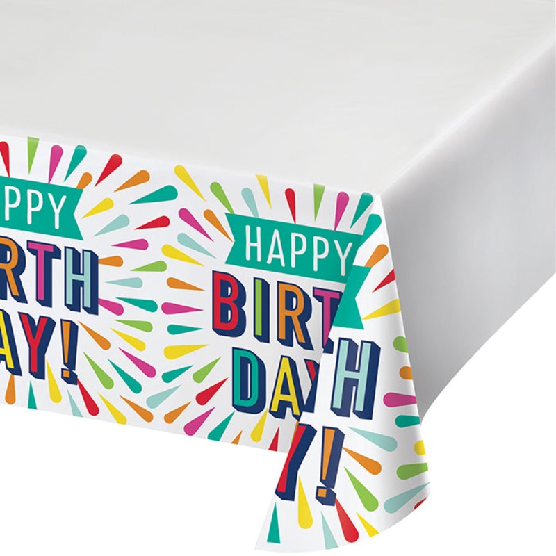 Bulk Pack of 2 Birthday Burst Paper Tablecovers 54" X 102"