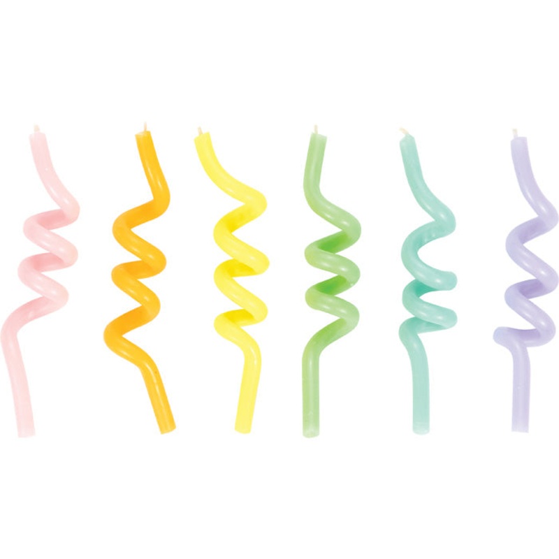 Bulk Pack of 2 Curly Pastel Candles 6ct