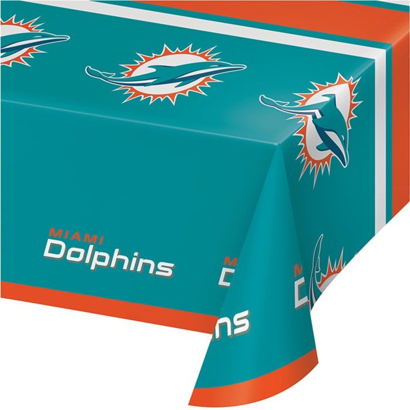 Bulk Pack of 2 Miami Dolphins Plastic Tablecovers, 54"x102"