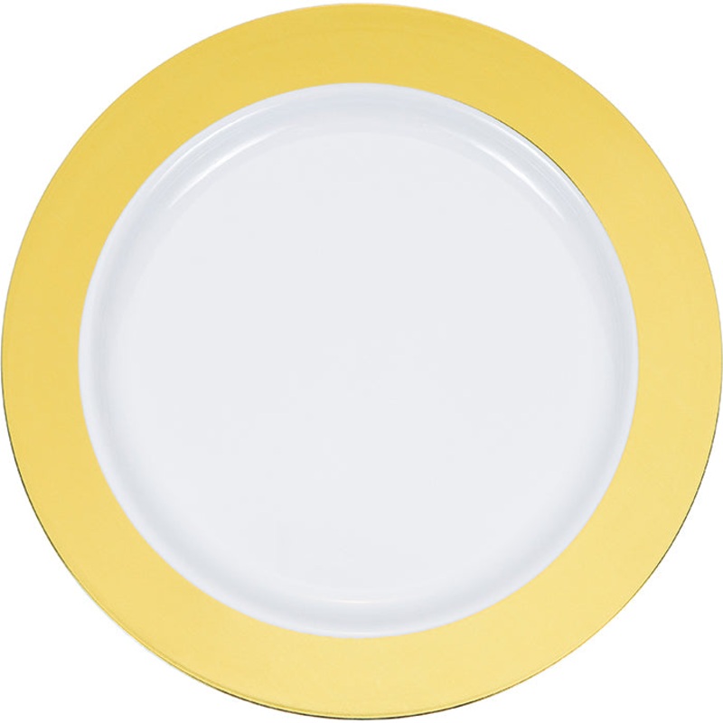 Bulk Pack of 20 7.5" Gold Rim Plastic Plates
