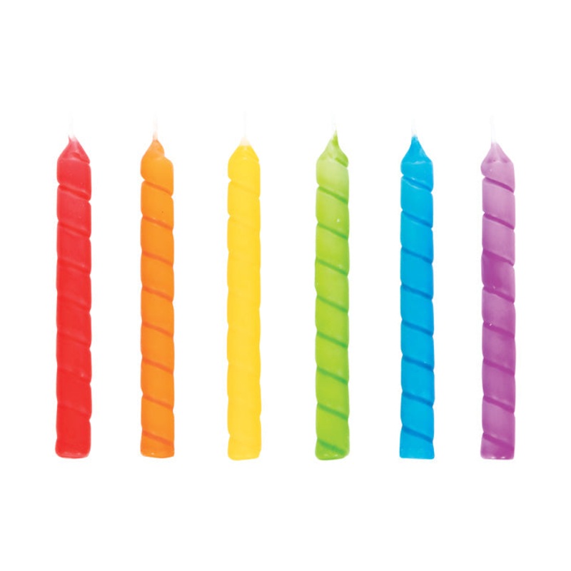 Bulk Pack of 24 Large Spiral Rainbow Candles