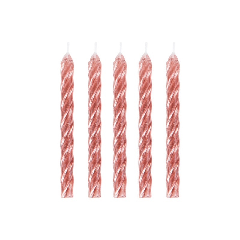 Bulk Pack of 48 Rose Gold Spiral Candles