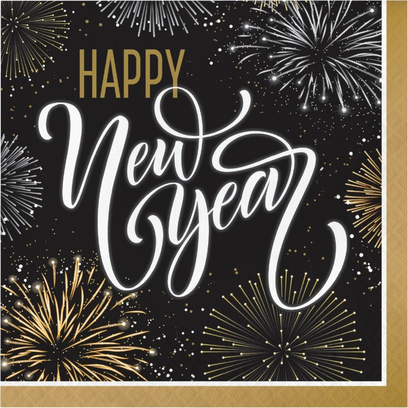 Bulk Pack of 32 Elegant New Year Napkins