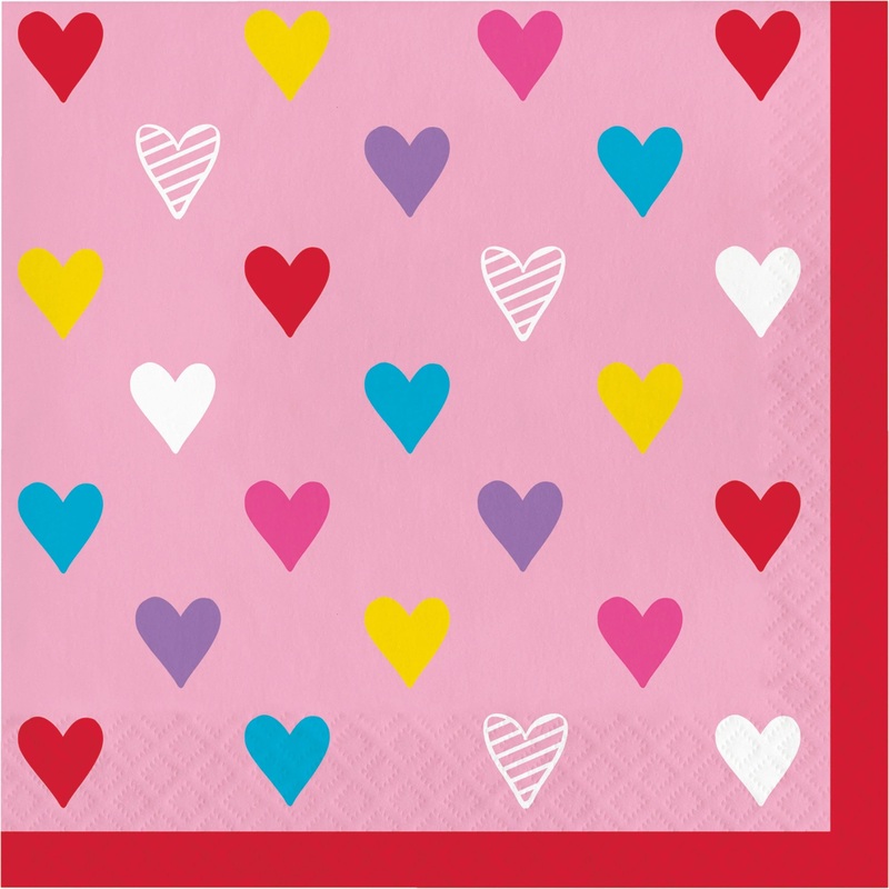 Bulk Pack of 32 Valentine's Symbols 2Ply Luncheon Napkins