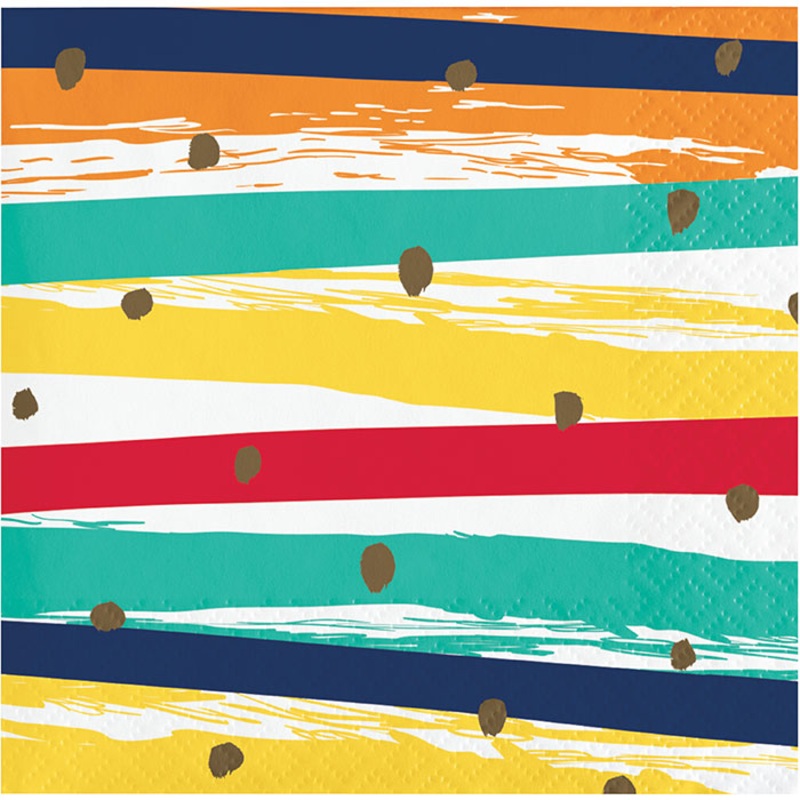 Bulk Pack of 48 Birthday Stripes Beverage Napkins
