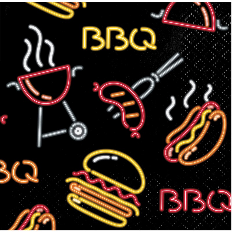 Bulk Pack of 48 Neon BBQ Beverage 2Ply Napkins