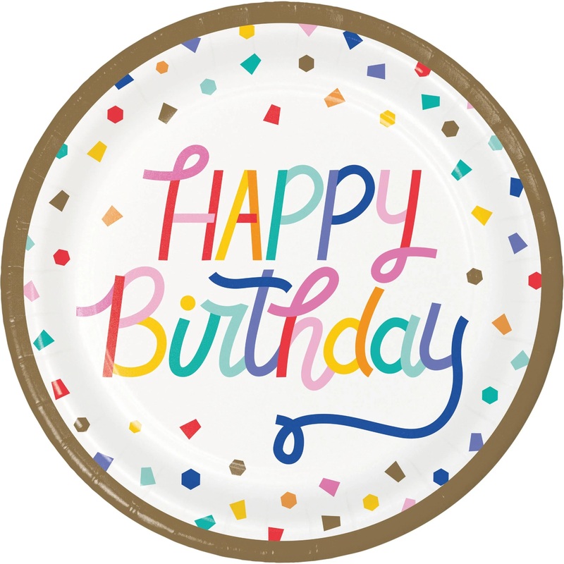 Bulk Pack of 16 Birthday Confetti Dinner Plates