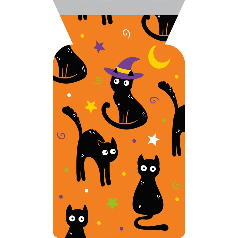 Bulk Pack of 24 Halloween Cat Cello Bag w/Zipper