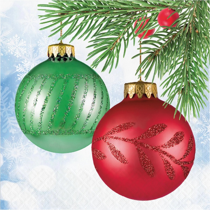 Bulk Pack of 32 Bright Ornaments 2Ply Luncheon Napkins