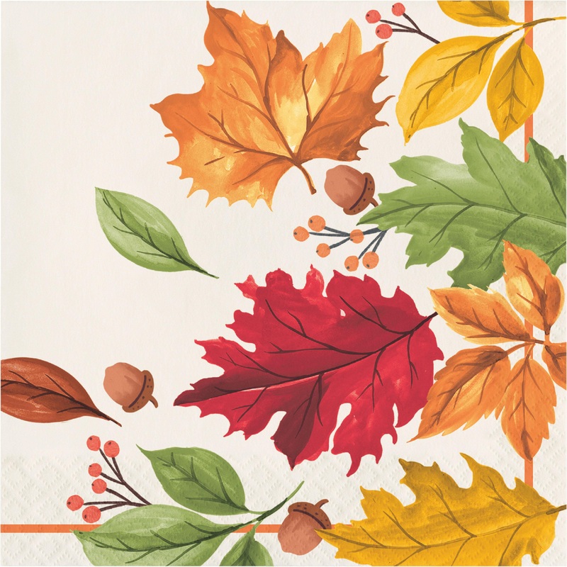 Bulk Pack of 32 Fall Leaves 2Ply Luncheon Napkins