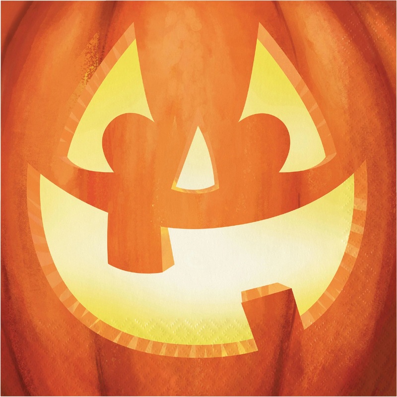Bulk Pack of 32 Pumpkin Night 2Ply Luncheon Napkins