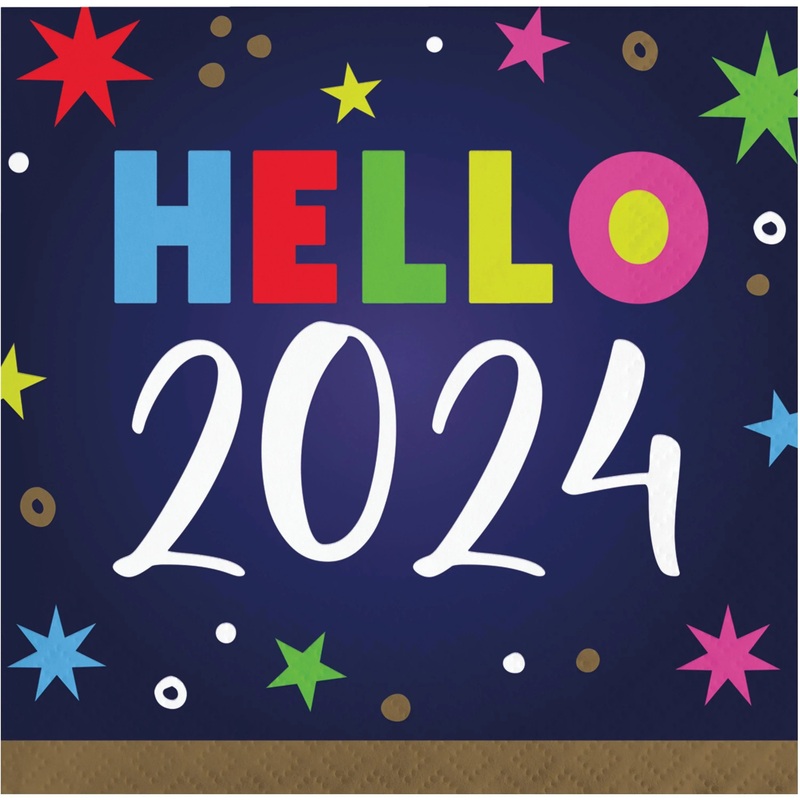 Bulk Pack of 48 Beaming New Year Beverage 2Ply Napkins