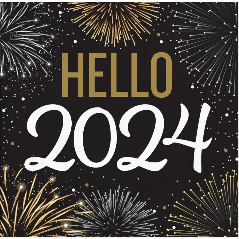 Bulk Pack of 48 Elegant New Year Beverage 2Ply Napkins