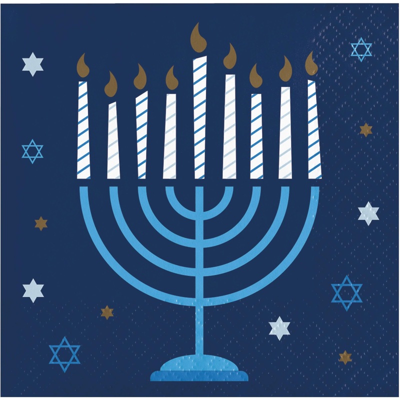 Bulk Pack of 48 Hanukkah Celebration Beverage 2Ply Napkins