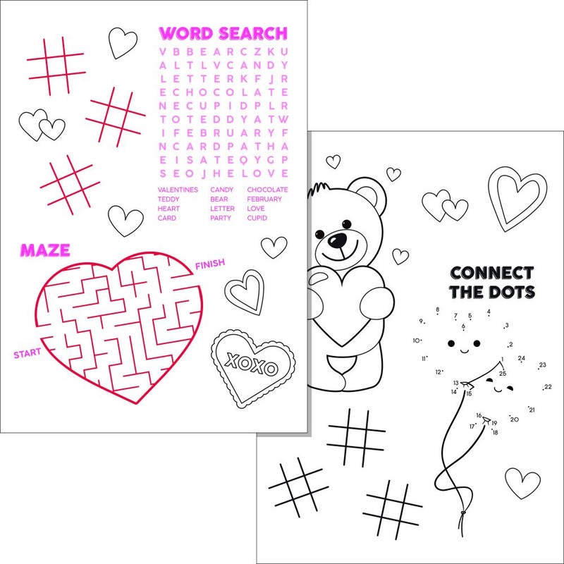 Bulk Pack of 50 Valentines Activity Sheet