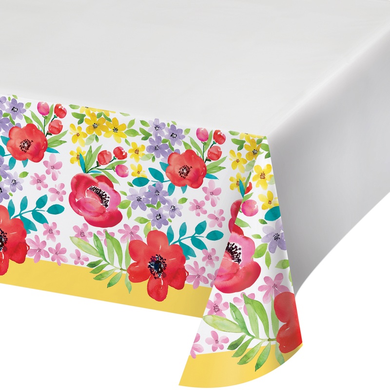 Bulk Pack of 2 Spring Poppies Paper Tablecovers, 54"x102"