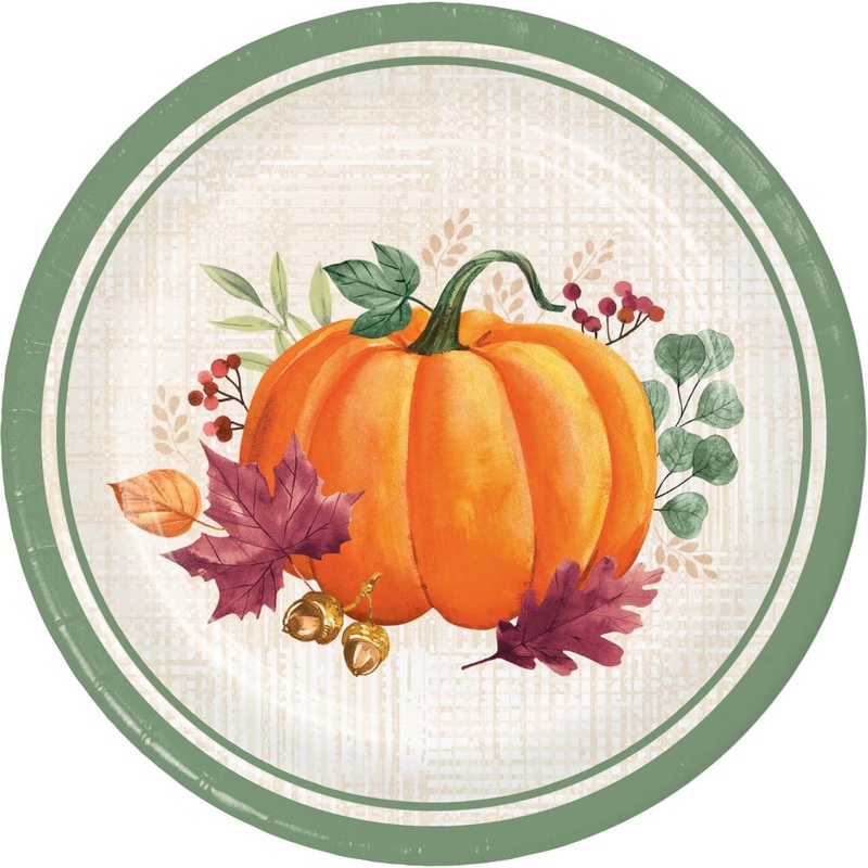 Bulk Pack of 24 Harvest Wishes Luncheon Plates