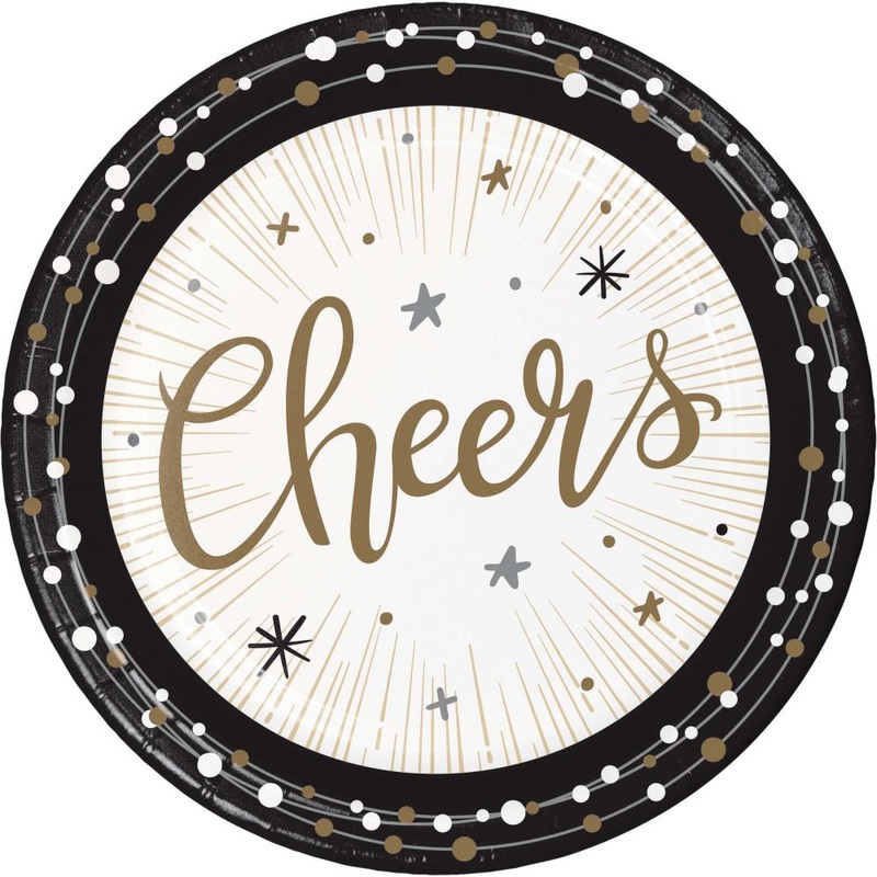 Bulk Pack of 24 New Years Shimmer Luncheon Plates