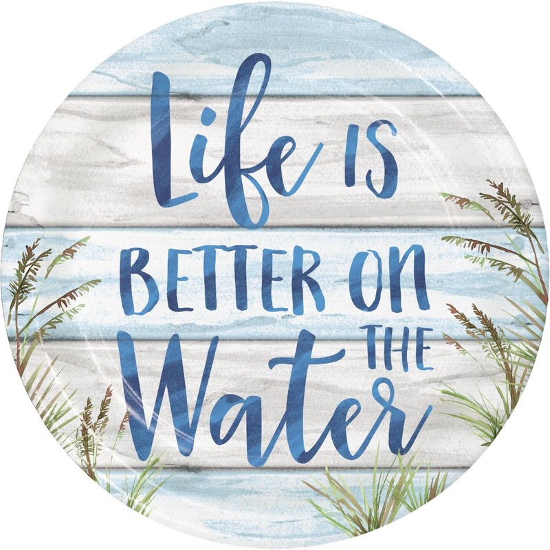 Bulk Pack of 24 Seaside Summer Paper 7" Dessert Plates