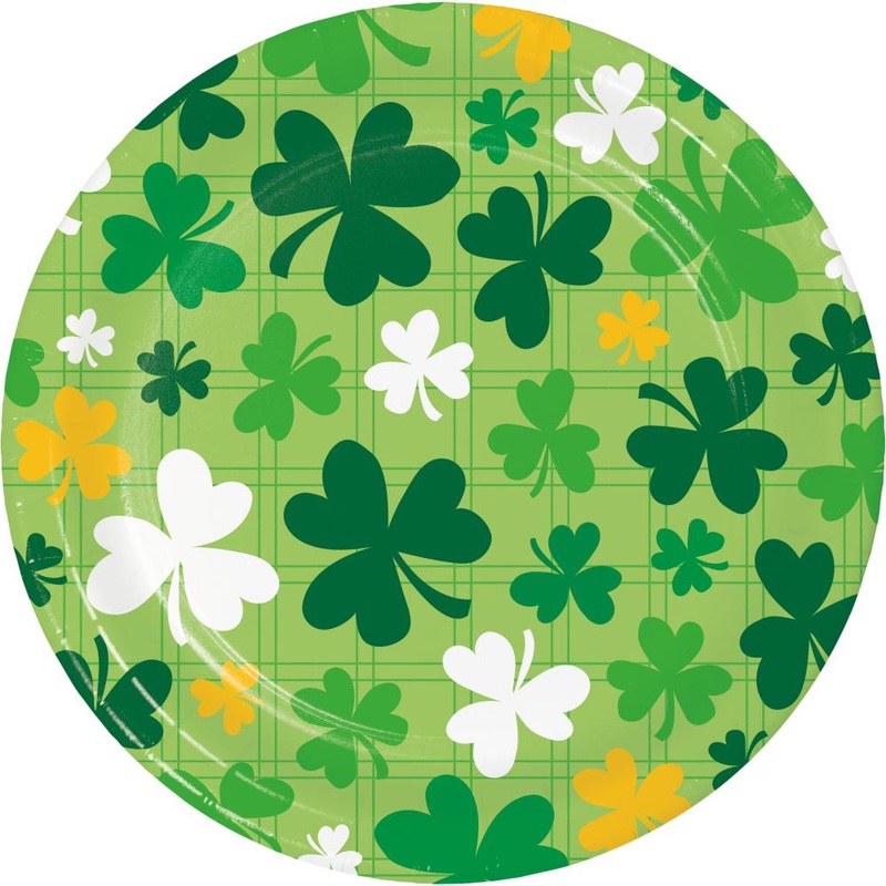 Bulk Pack of 24 Shamrock & Roll Paper 7" Dessert Plates
