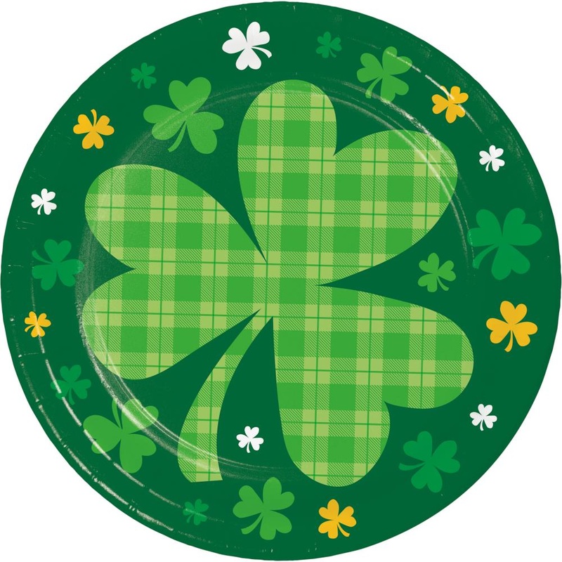 Bulk Pack of 24 Shamrock & Roll St Patricks Day Paper 7" Dessert Plates