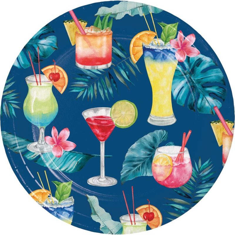 Bulk Pack of 24 Summer Breeze 6.75" Cocktail Toss Paper Dessert Plates