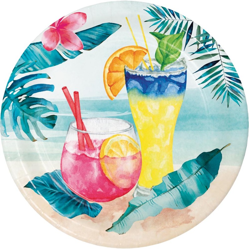 Bulk Pack of 24 Summer Breeze 6.75" Paper Dessert Plates