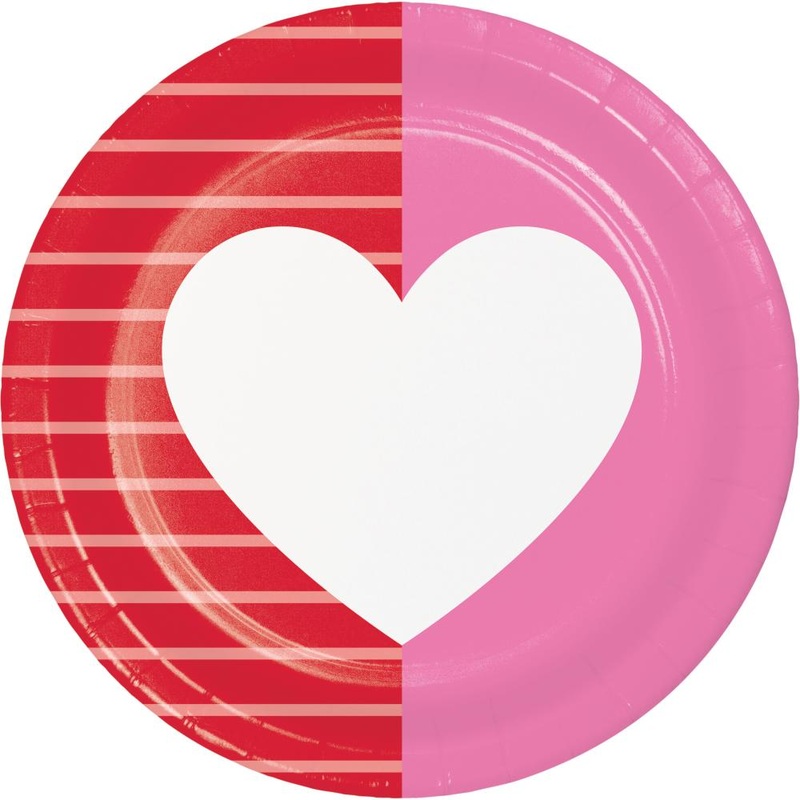 Bulk Pack of 24 Valentine's Textures Paper 7" Dessert Plates
