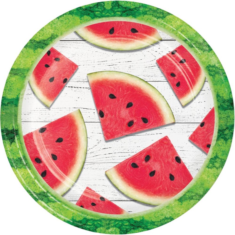 Bulk Pack of 24 Watermelon Wow Paper 7" Dessert Plates