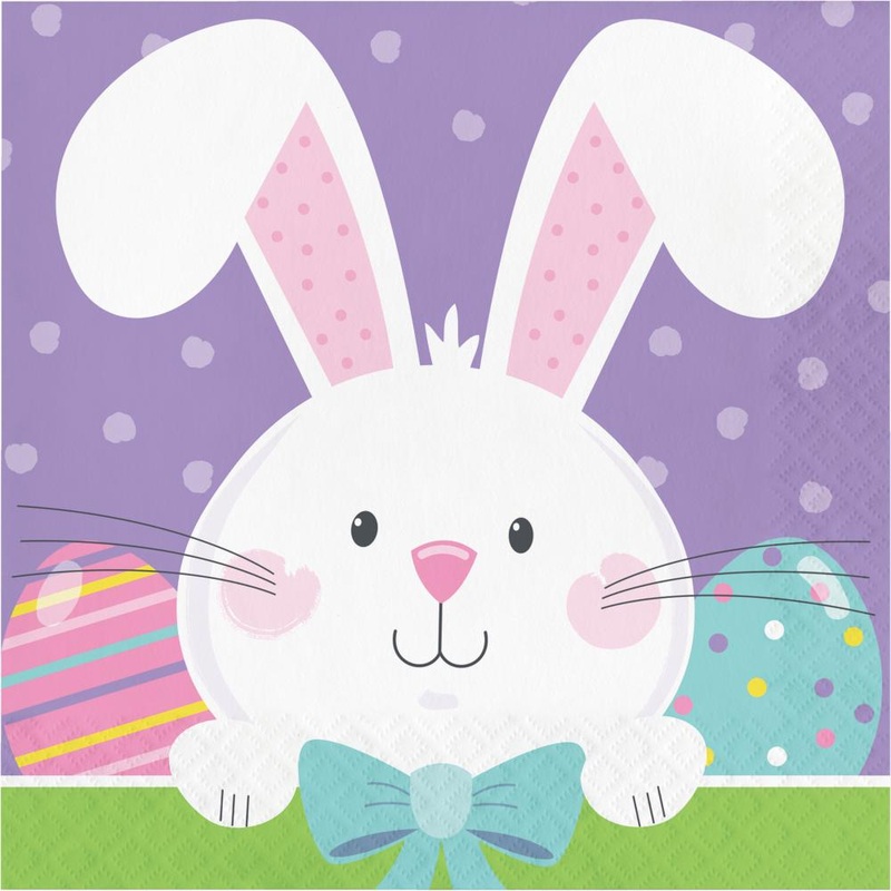 Bulk Pack of 32 Bowtie Bunny 2 Ply Paper Luncheon Napkins