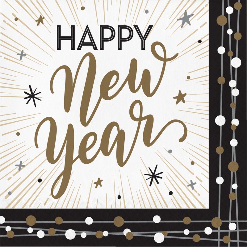 Bulk Pack of 32 New Years Shimmer Luncheon Napkins