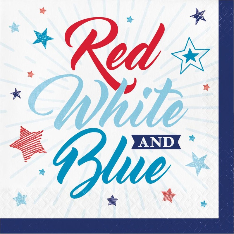 Bulk Pack of 32 Patriotic Party 2 Ply Luncheon Napkins