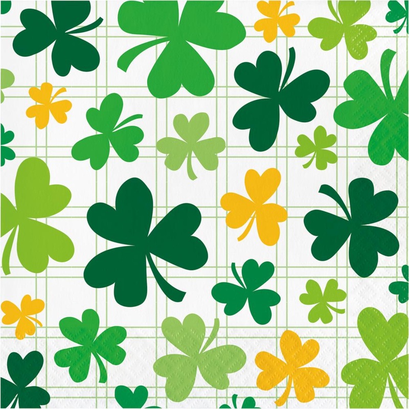 Bulk Pack of 32 Shamrock & Roll 2 Ply Luncheon Napkins