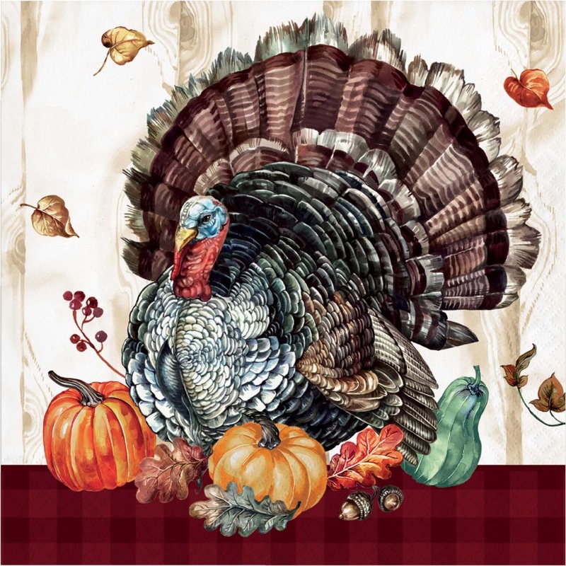 Bulk Pack of 32 Timeless Turkey Luncheon Napkins