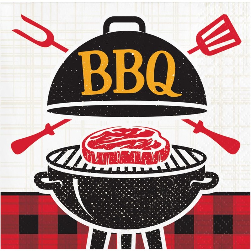 Bulk Pack of 48 BBQ Gingham 2 Ply Beverage Napkins