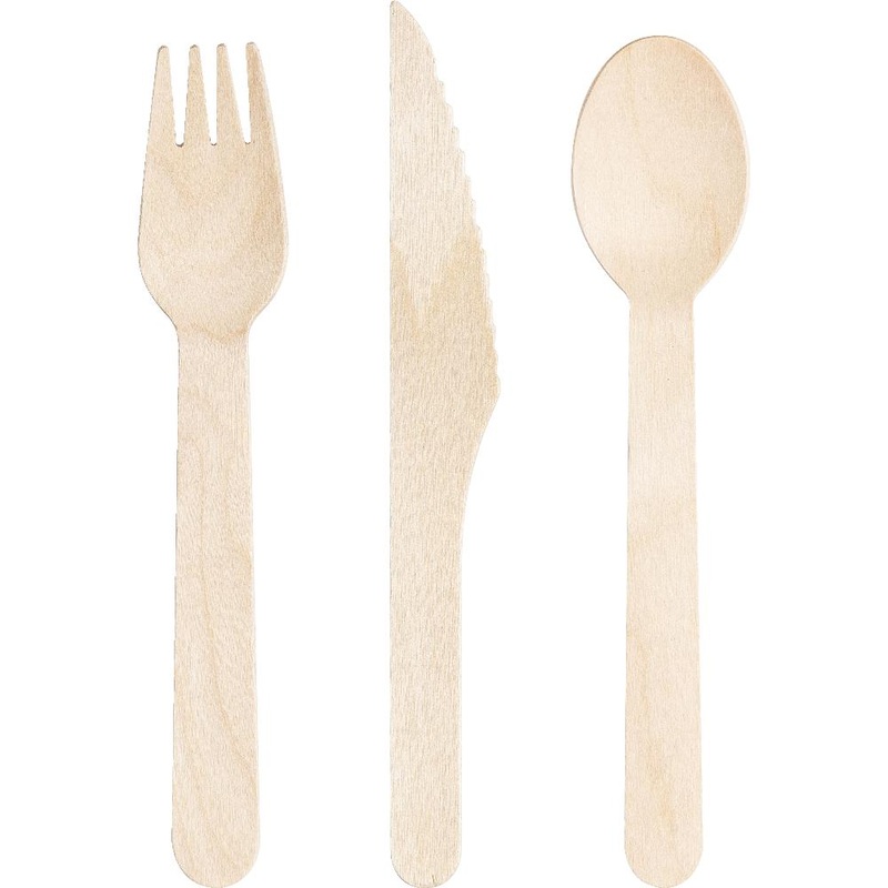 Bulk Pack of 48 Natural Wooden Cutlery