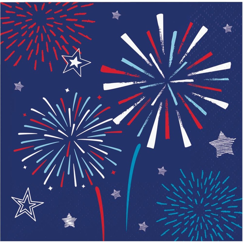 Bulk Pack of 48 Patriotic Party 2 Ply Beverage Napkins