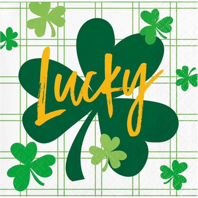 Bulk Pack of 48 Shamrock & Roll 2 Ply "Lucky" Beverage Napkins