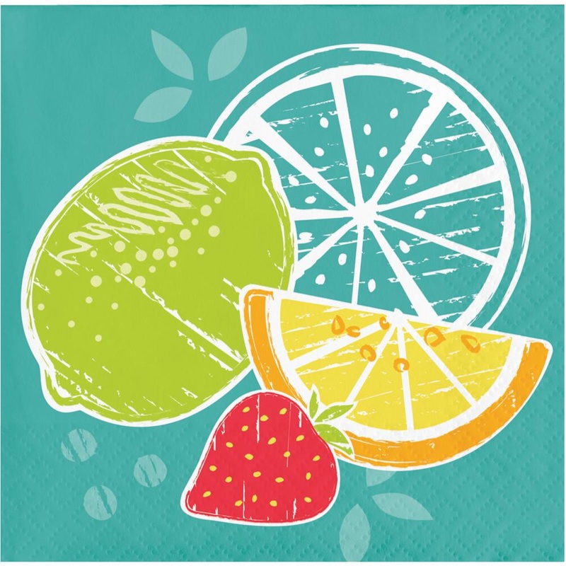 Bulk Pack of 48 Tutti Frutti 2 Ply Beverage Napkins