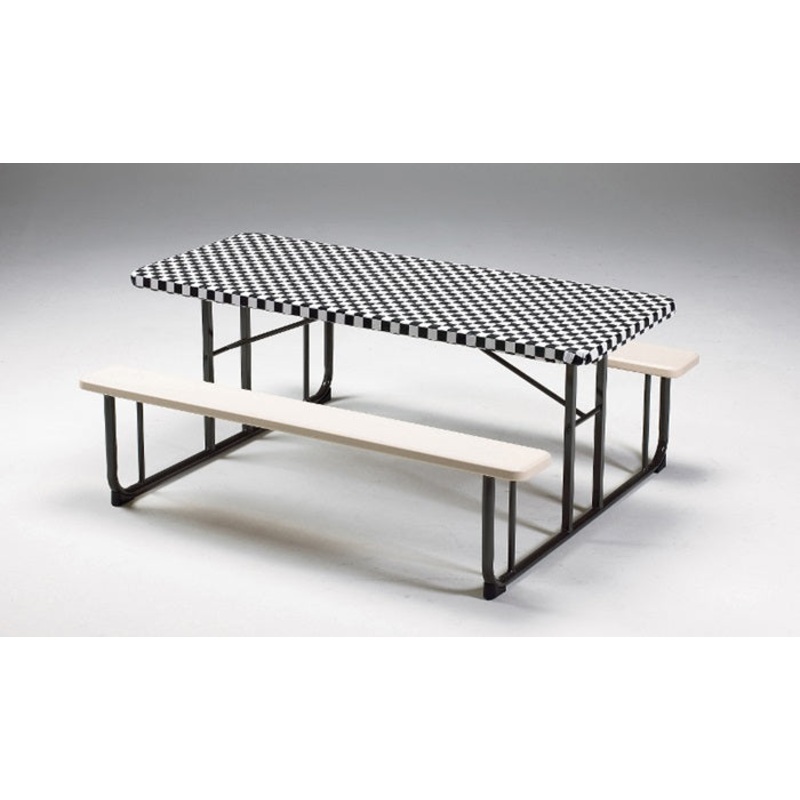 Bulk Pack of 2 Stay Put Plastic Tablecovers Black Check 30" X 96"