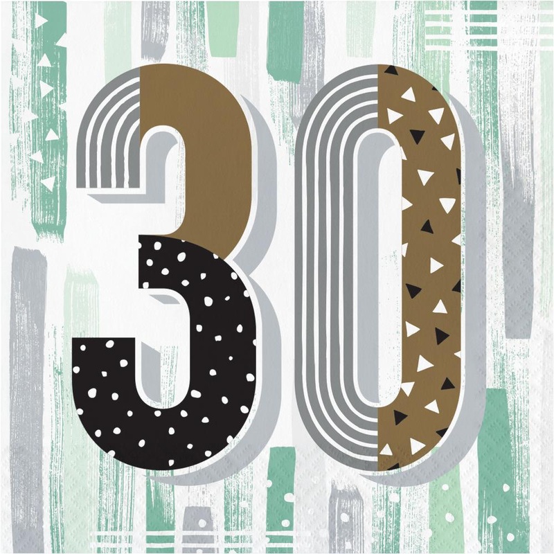 Bulk Pack of 32 Minted Milestone "30" Lunch Napkins