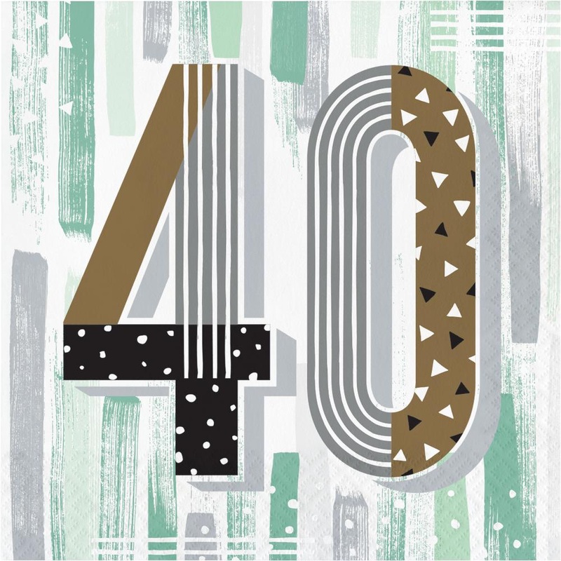 Bulk Pack of 32 Minted Milestone "40" Lunch Napkins