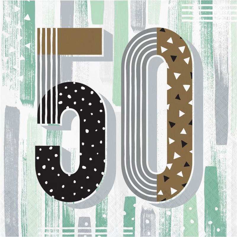 Bulk Pack of 32 Minted Milestone "50" Lunch Napkins