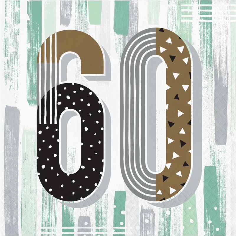Bulk Pack of 32 Minted Milestone "60" Lunch Napkins
