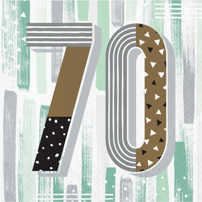 Bulk Pack of 32 Minted Milestone "70" Lunch Napkins