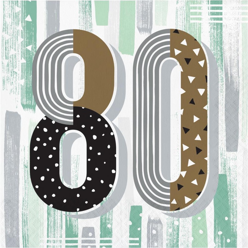 Bulk Pack of 32 Minted Milestone "80" Lunch Napkins