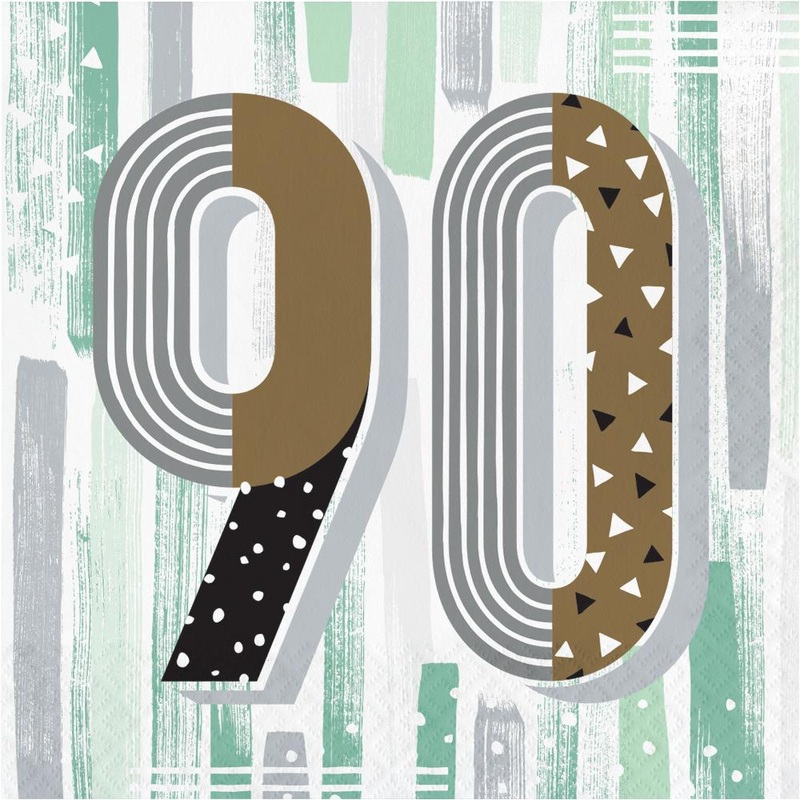 Bulk Pack of 32 Minted Milestone "90" Lunch Napkins